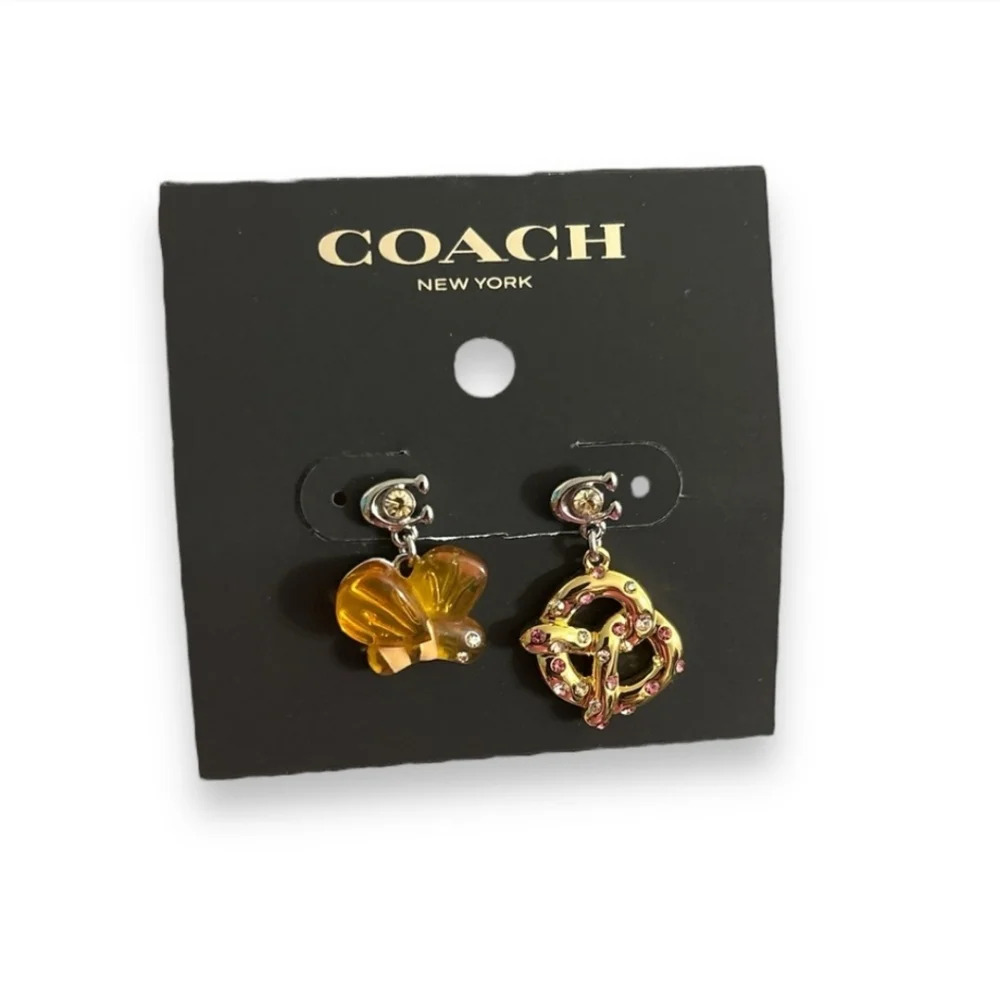 COACH Mismatch Earrings Bumblebee & Pretzel - Picture 2 of 6